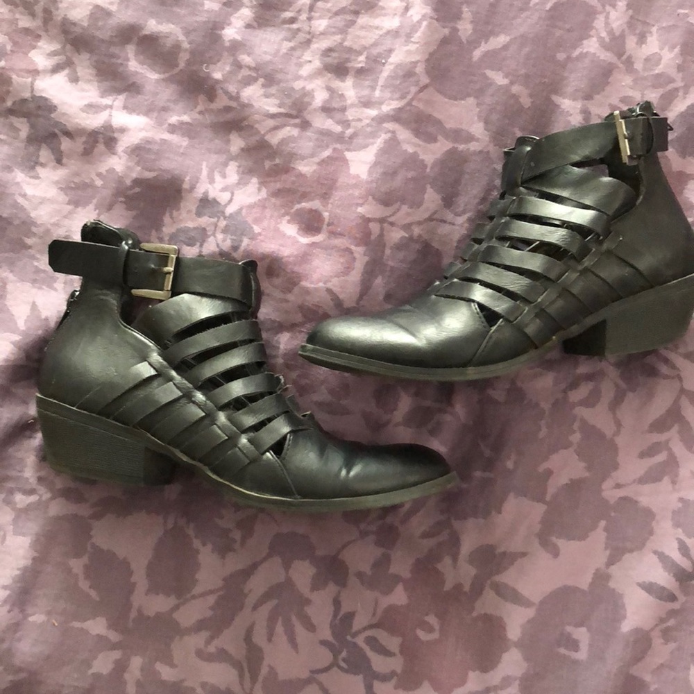Just Fab Black Strappy Ankle Booties